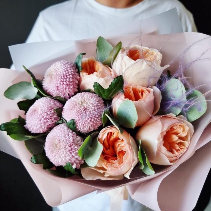 Букет «Пионы и хризантема», фото 2